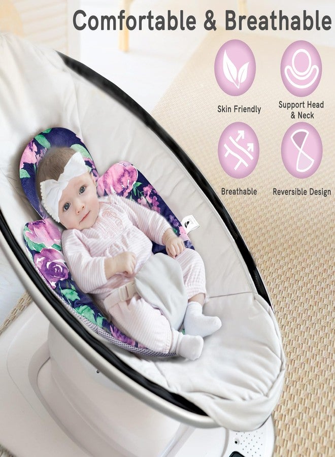 TANOFAR Infant Insert, Newborn Head & Body Support Insert Cushion for Newborn to Toddler, Compatible with 4Moms MamaRoo and RockaRoo Swing, Reversible Design, Soft Breathable, Purple Flower - Image 3